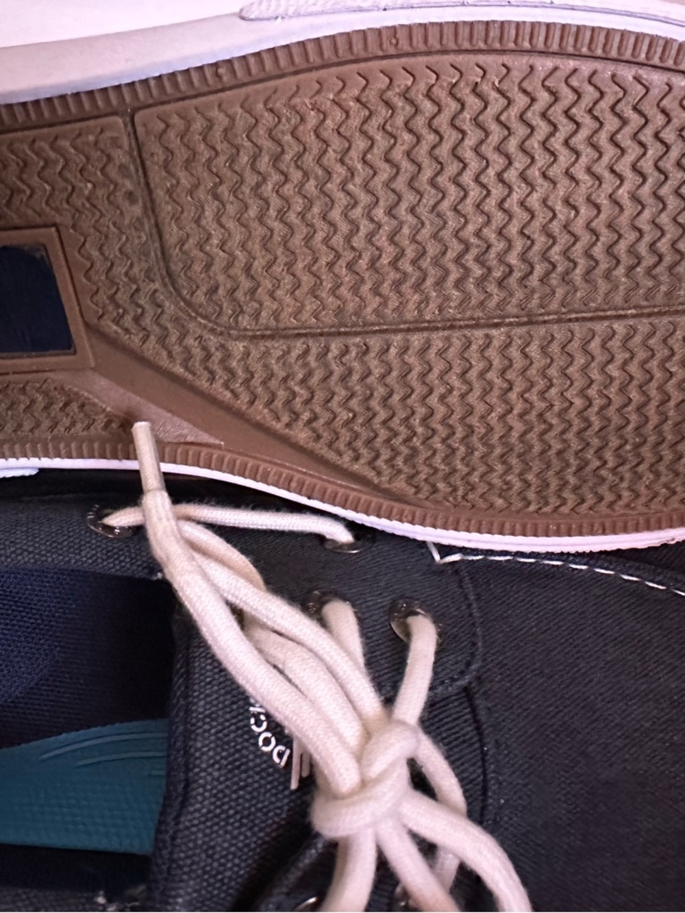 Dockers Navy Canvas Boat Shoes with White Laces - Picture 3 of 10